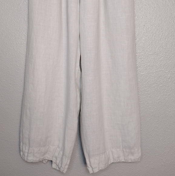 Cut Loose Linen Elastic Waist High Rise Lagenlook Minimalist Wide Leg Pants Sz S - Picture 4 of 14